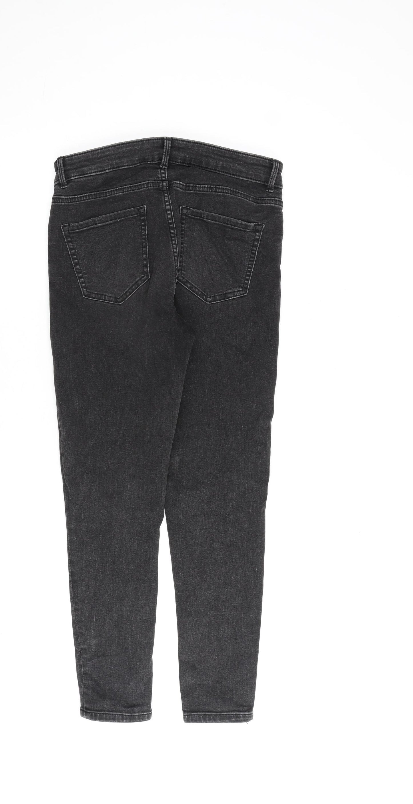 Marks and Spencer Womens Grey Cotton Skinny Jeans Size 10 L28 in Regular Zip