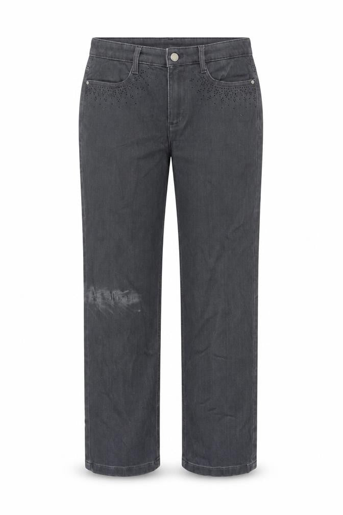 Marks and Spencer Womens Grey Cotton Straight Jeans Size 12 L28.5 in Regular Zip