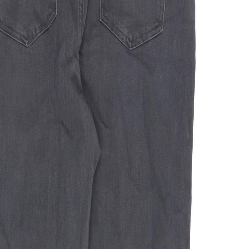 Marks and Spencer Womens Grey Cotton Straight Jeans Size 12 L28.5 in Regular Zip