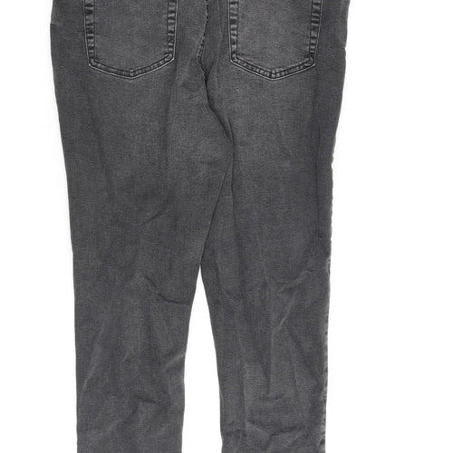 Denim & Co. Womens Grey Cotton Straight Jeans Size 16 L28 in Regular Zip