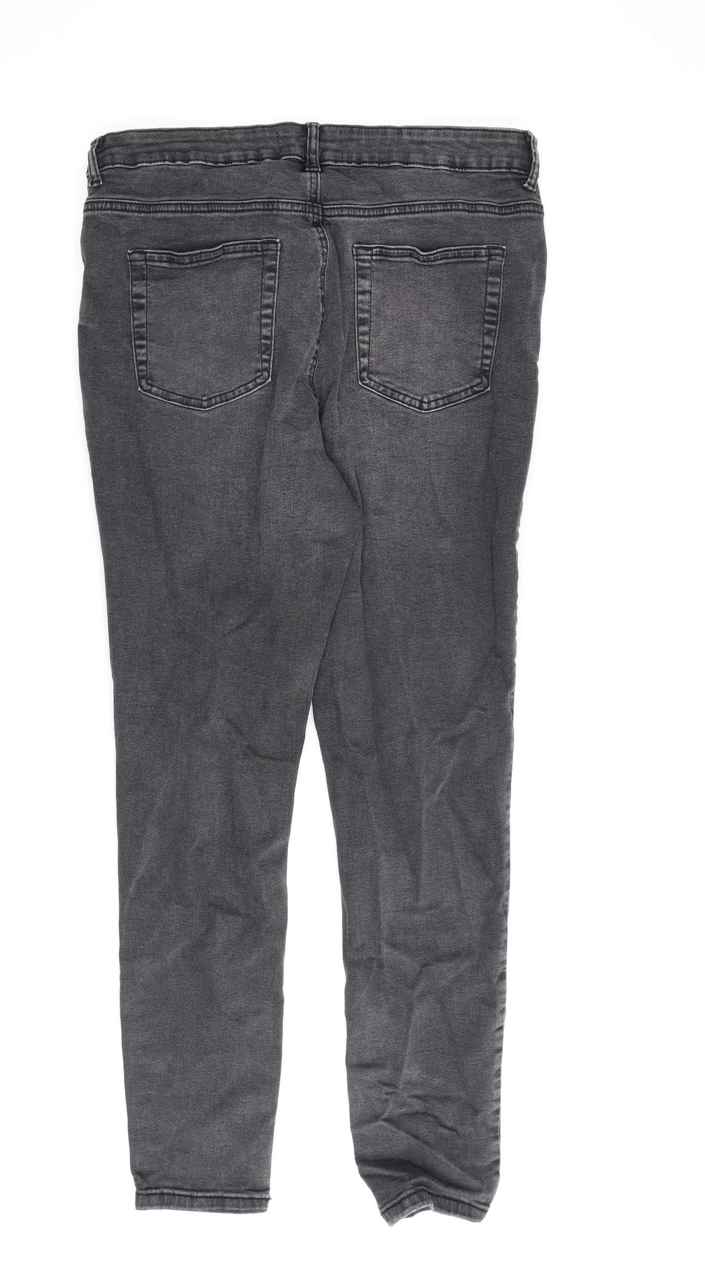 Denim & Co. Womens Grey Cotton Straight Jeans Size 16 L28 in Regular Zip