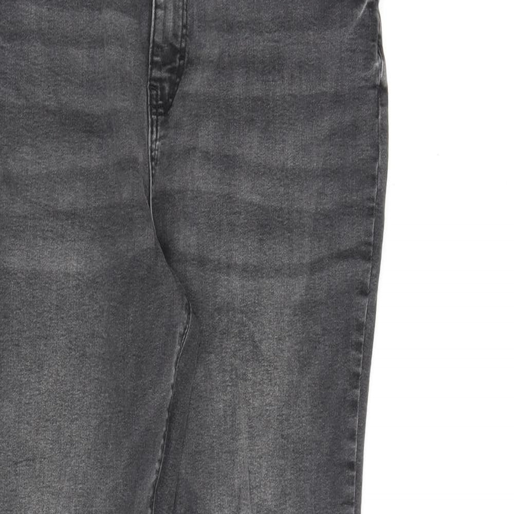 Denim & Co. Womens Grey Cotton Straight Jeans Size 16 L28 in Regular Zip