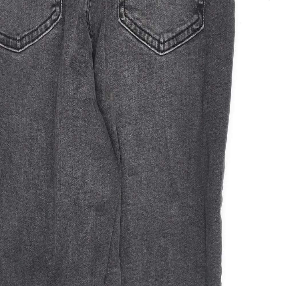 Denim & Co. Womens Grey Cotton Straight Jeans Size 16 L28 in Regular Zip