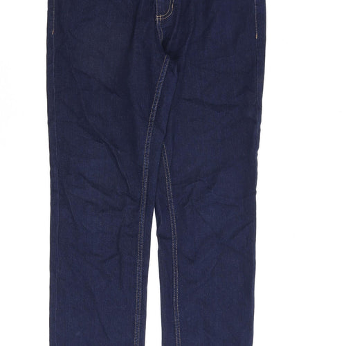 Marks and Spencer Womens Blue Cotton Straight Jeans Size 12 L30 in Regular Zip