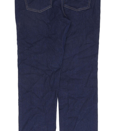 Marks and Spencer Womens Blue Cotton Straight Jeans Size 12 L30 in Regular Zip