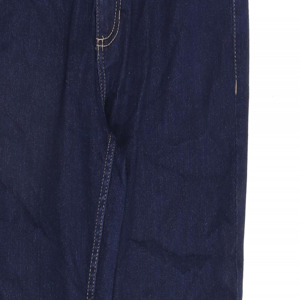 Marks and Spencer Womens Blue Cotton Straight Jeans Size 12 L30 in Regular Zip