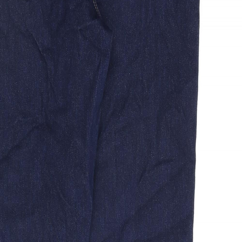 Marks and Spencer Womens Blue Cotton Straight Jeans Size 12 L30 in Regular Zip
