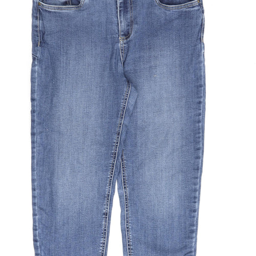 Monsoon Womens Blue Cotton Straight Jeans Size 12 L23 in Regular Zip