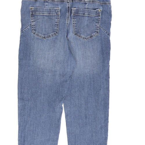 Monsoon Womens Blue Cotton Straight Jeans Size 12 L23 in Regular Zip