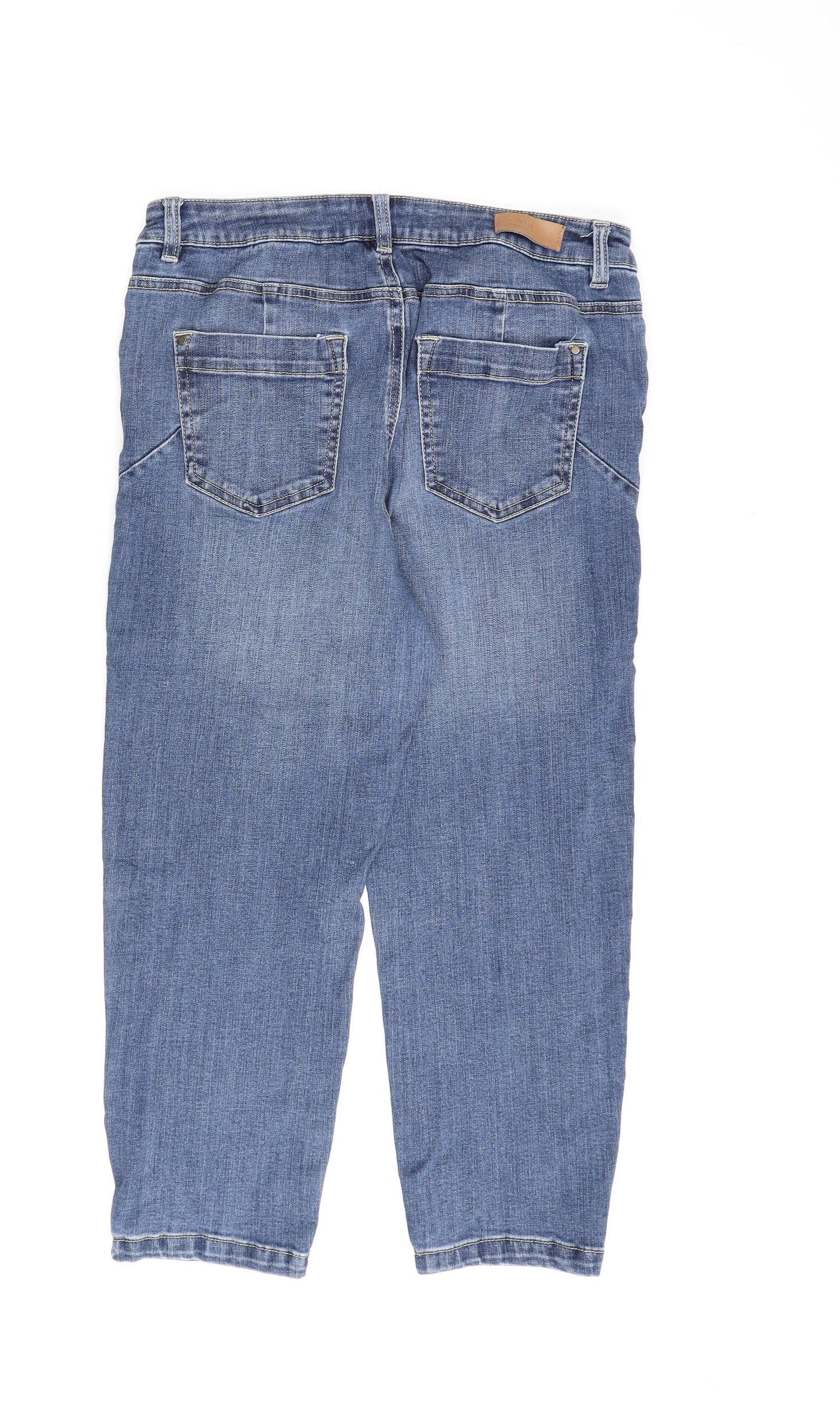 Monsoon Womens Blue Cotton Straight Jeans Size 12 L23 in Regular Zip