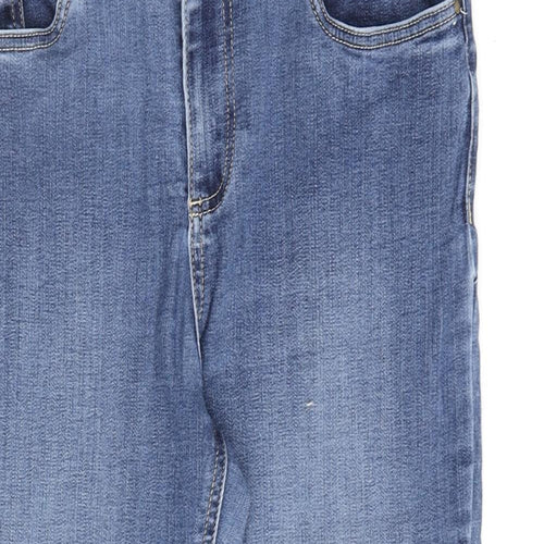 Monsoon Womens Blue Cotton Straight Jeans Size 12 L23 in Regular Zip