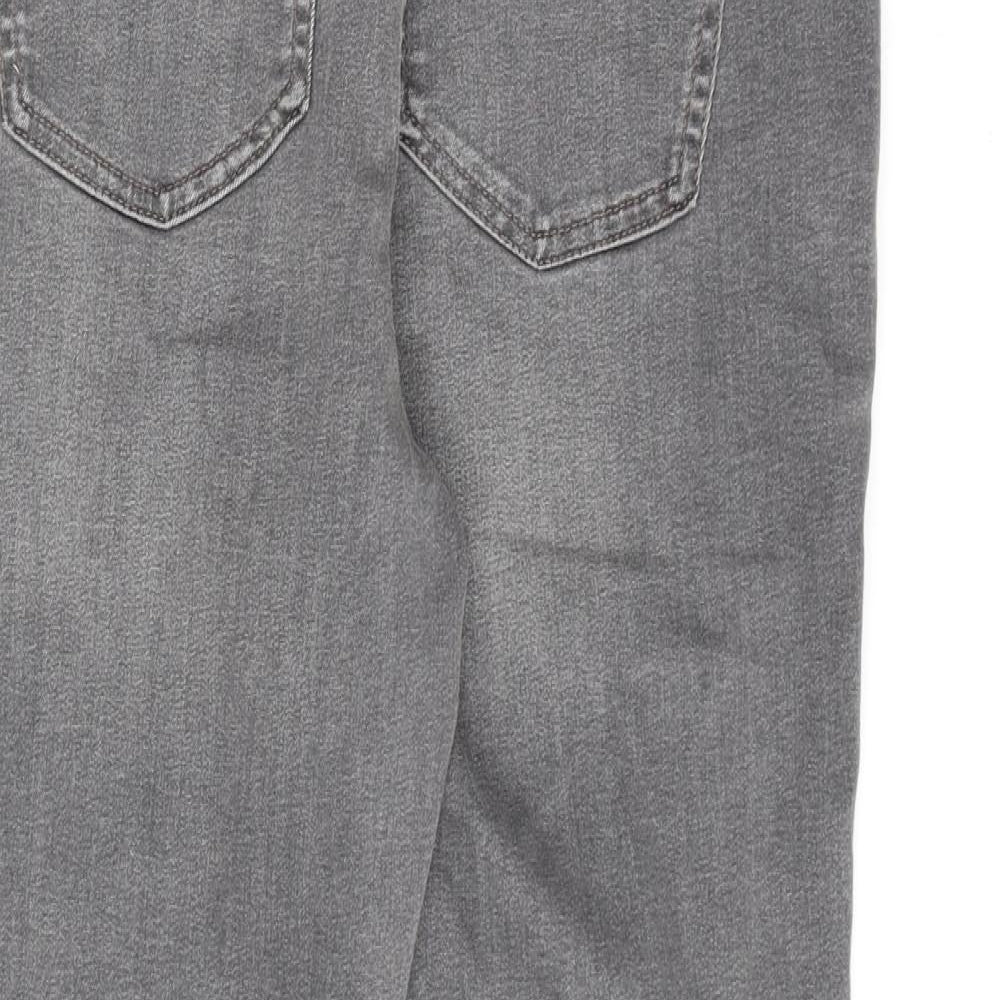 Marks and Spencer Womens Grey Cotton Straight Jeans Size 14 L26 in Regular Zip