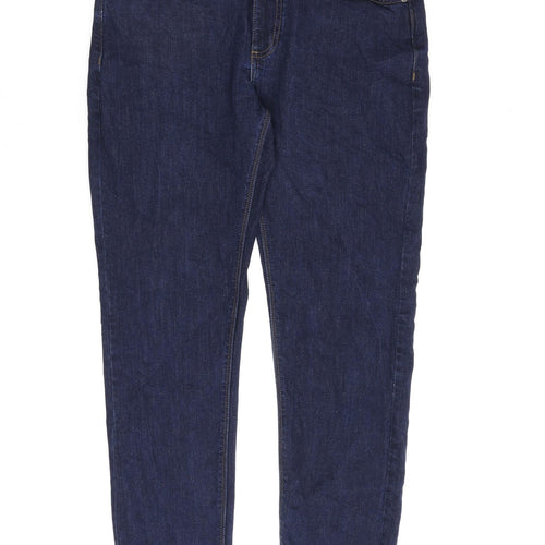Marks and Spencer Mens Blue Cotton Straight Jeans Size 32 in L31 in Slim Zip