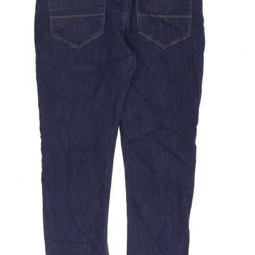 Marks and Spencer Mens Blue Cotton Straight Jeans Size 32 in L31 in Slim Zip