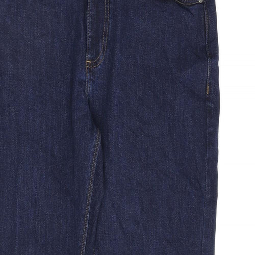 Marks and Spencer Mens Blue Cotton Straight Jeans Size 32 in L31 in Slim Zip