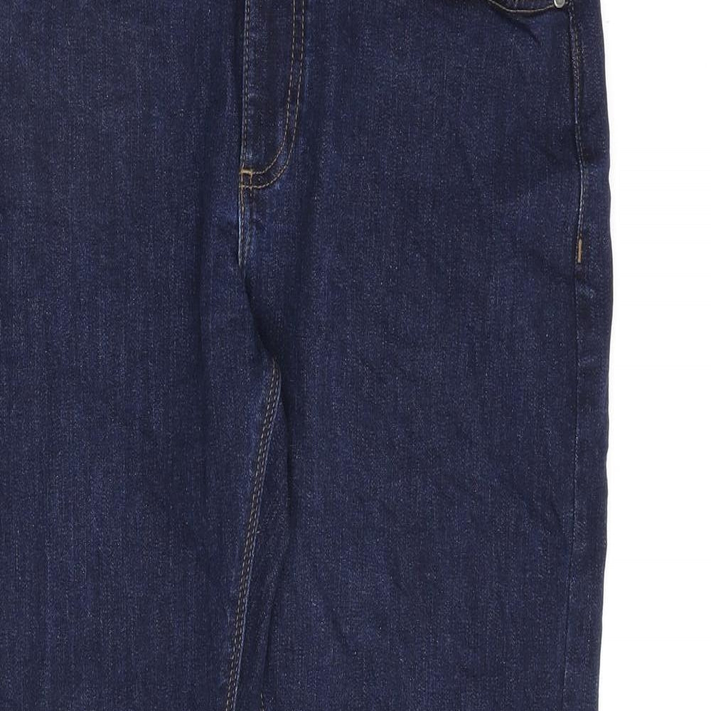 Marks and Spencer Mens Blue Cotton Straight Jeans Size 32 in L31 in Slim Zip