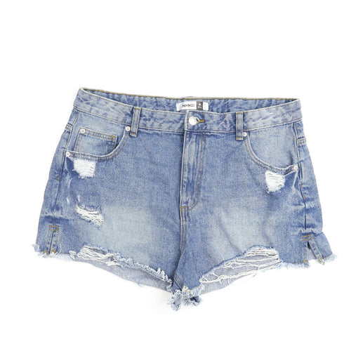 Pep&Co Womens Blue 100% Cotton Cut-Off Shorts Size 16 L3 in Regular Zip