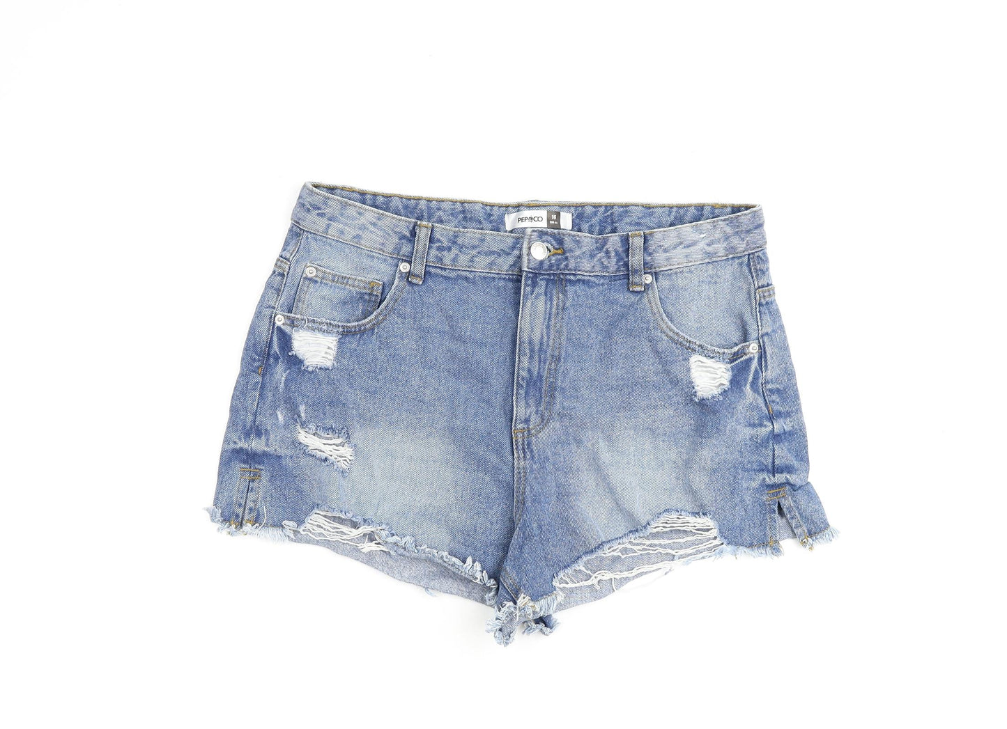 Pep&Co Womens Blue 100% Cotton Cut-Off Shorts Size 16 L3 in Regular Zip
