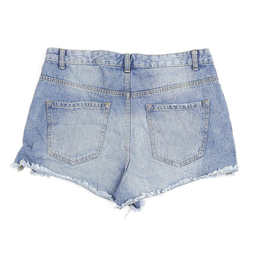 Pep&Co Womens Blue 100% Cotton Cut-Off Shorts Size 16 L3 in Regular Zip