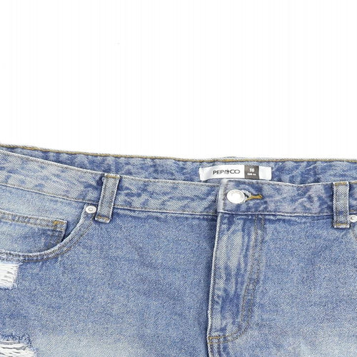 Pep&Co Womens Blue 100% Cotton Cut-Off Shorts Size 16 L3 in Regular Zip