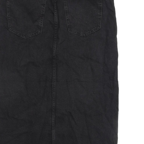 Marks and Spencer Womens Black Cotton A-Line Skirt Size 10 Zip