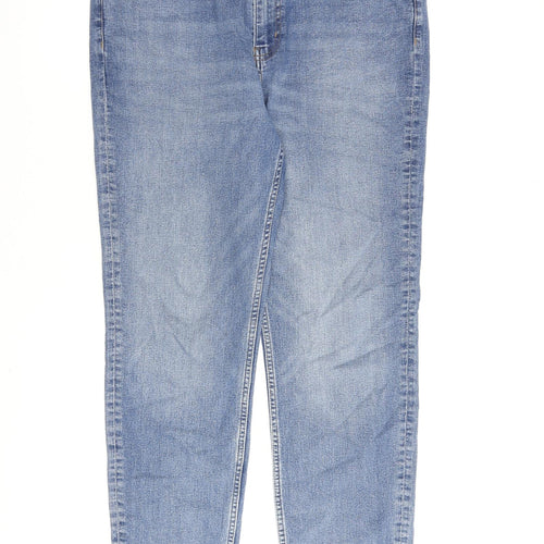 Marks and Spencer Womens Blue Cotton Straight Jeans Size 16 L30 in Regular Zip