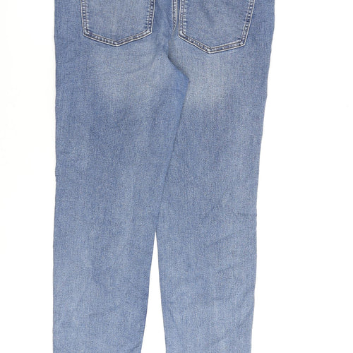 Marks and Spencer Womens Blue Cotton Straight Jeans Size 16 L30 in Regular Zip