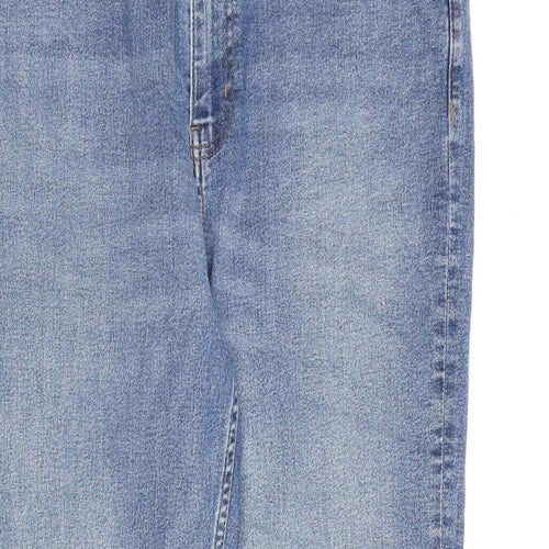 Marks and Spencer Womens Blue Cotton Straight Jeans Size 16 L30 in Regular Zip