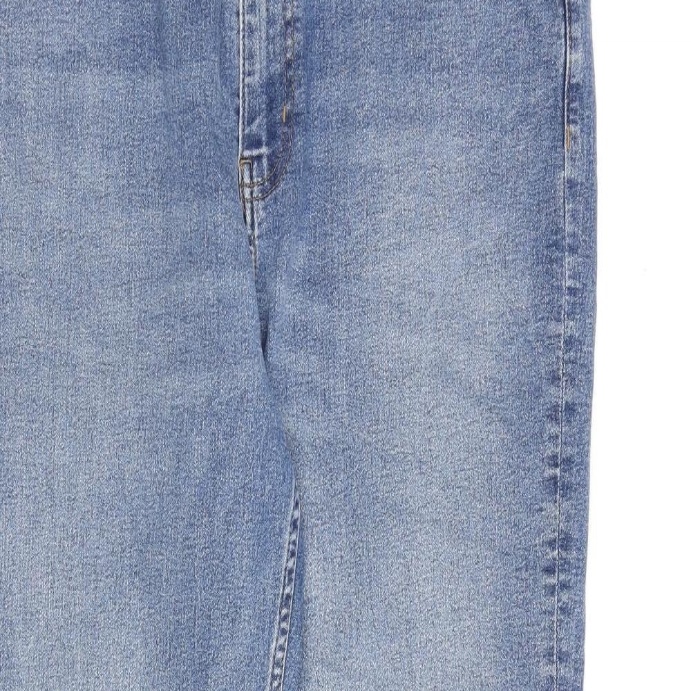 Marks and Spencer Womens Blue Cotton Straight Jeans Size 16 L30 in Regular Zip
