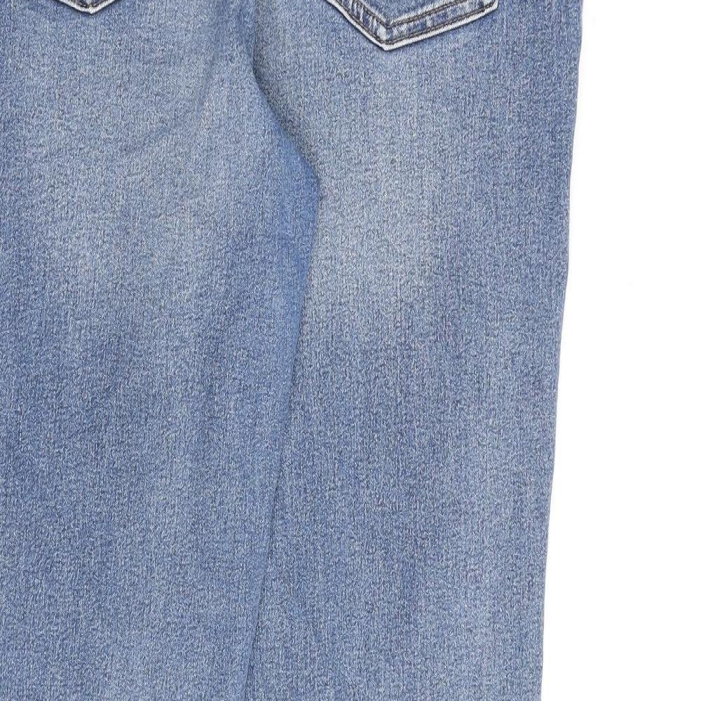 Marks and Spencer Womens Blue Cotton Straight Jeans Size 16 L30 in Regular Zip