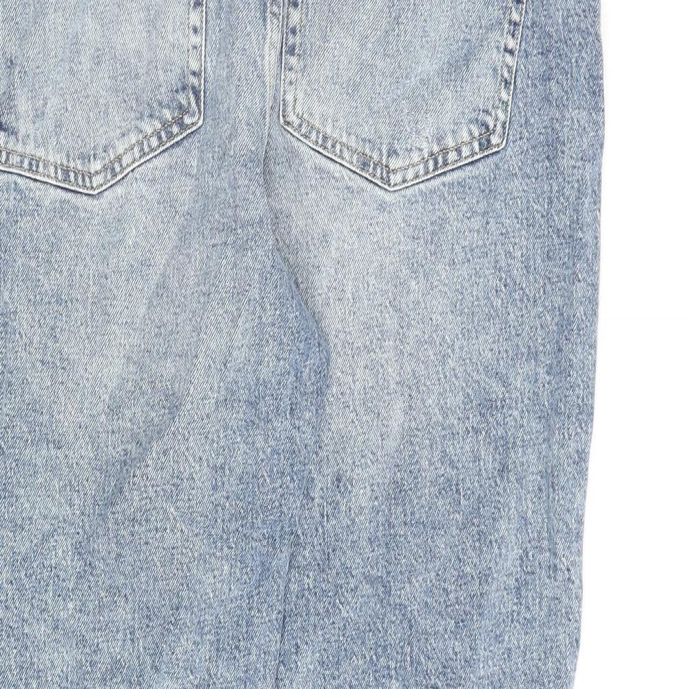 Marks and Spencer Womens Blue Cotton Mom Jeans Size 16 L25 in Regular Zip