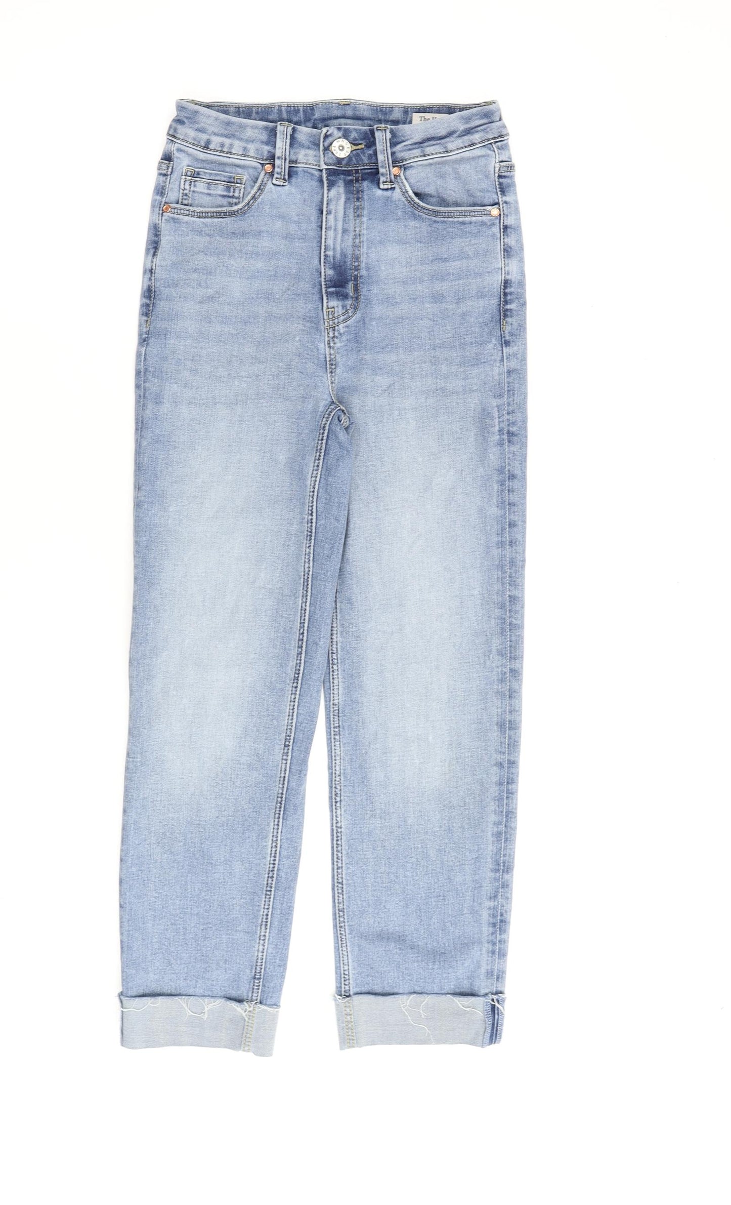 Marks and Spencer Womens Blue Cotton Straight Jeans Size 6 L24 in Regular Zip