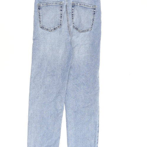 Marks and Spencer Womens Blue Cotton Straight Jeans Size 6 L24 in Regular Zip
