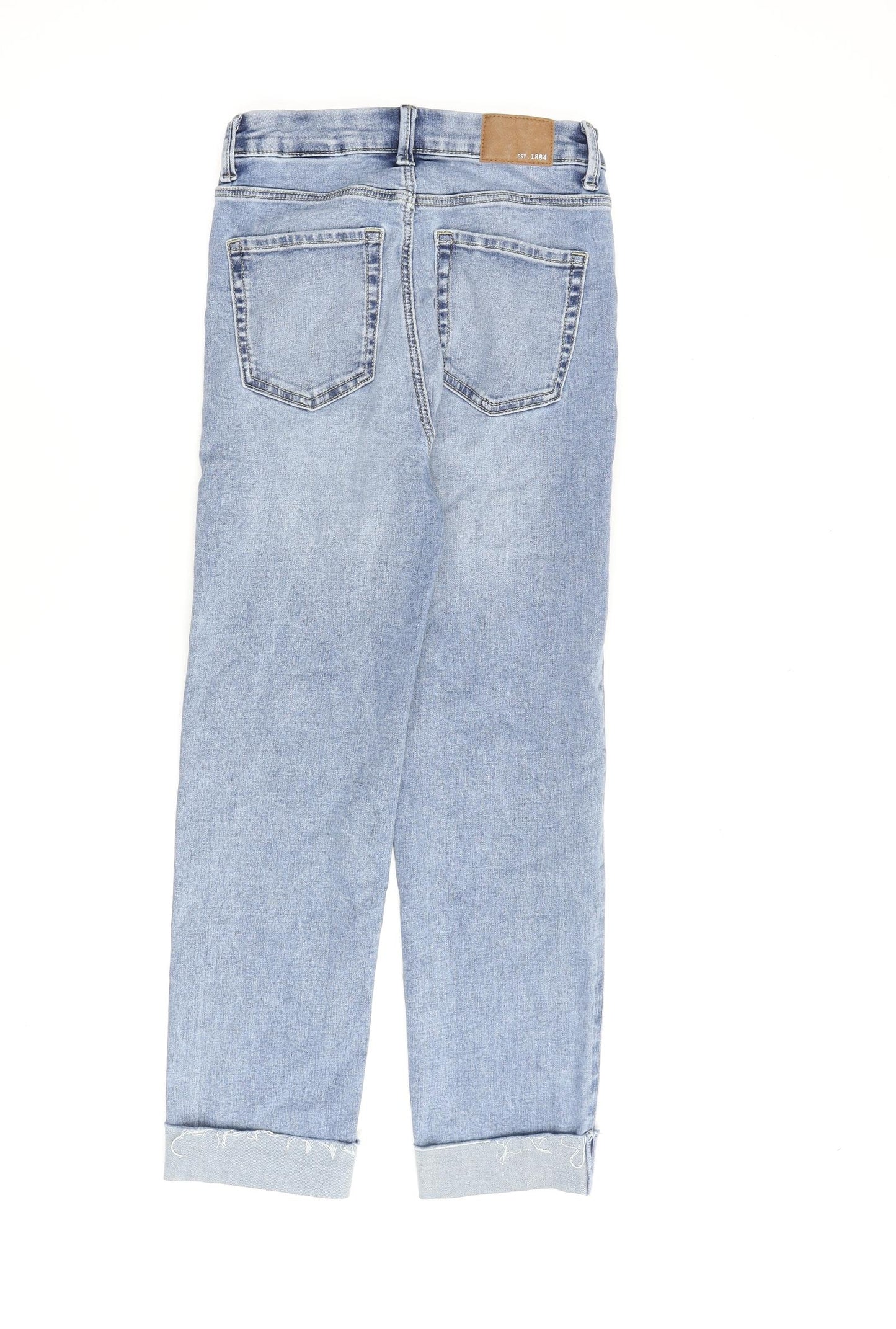 Marks and Spencer Womens Blue Cotton Straight Jeans Size 6 L24 in Regular Zip