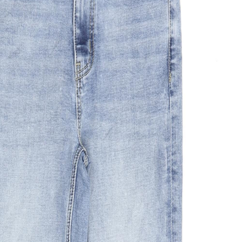 Marks and Spencer Womens Blue Cotton Straight Jeans Size 6 L24 in Regular Zip