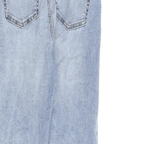 Marks and Spencer Womens Blue Cotton Straight Jeans Size 6 L24 in Regular Zip