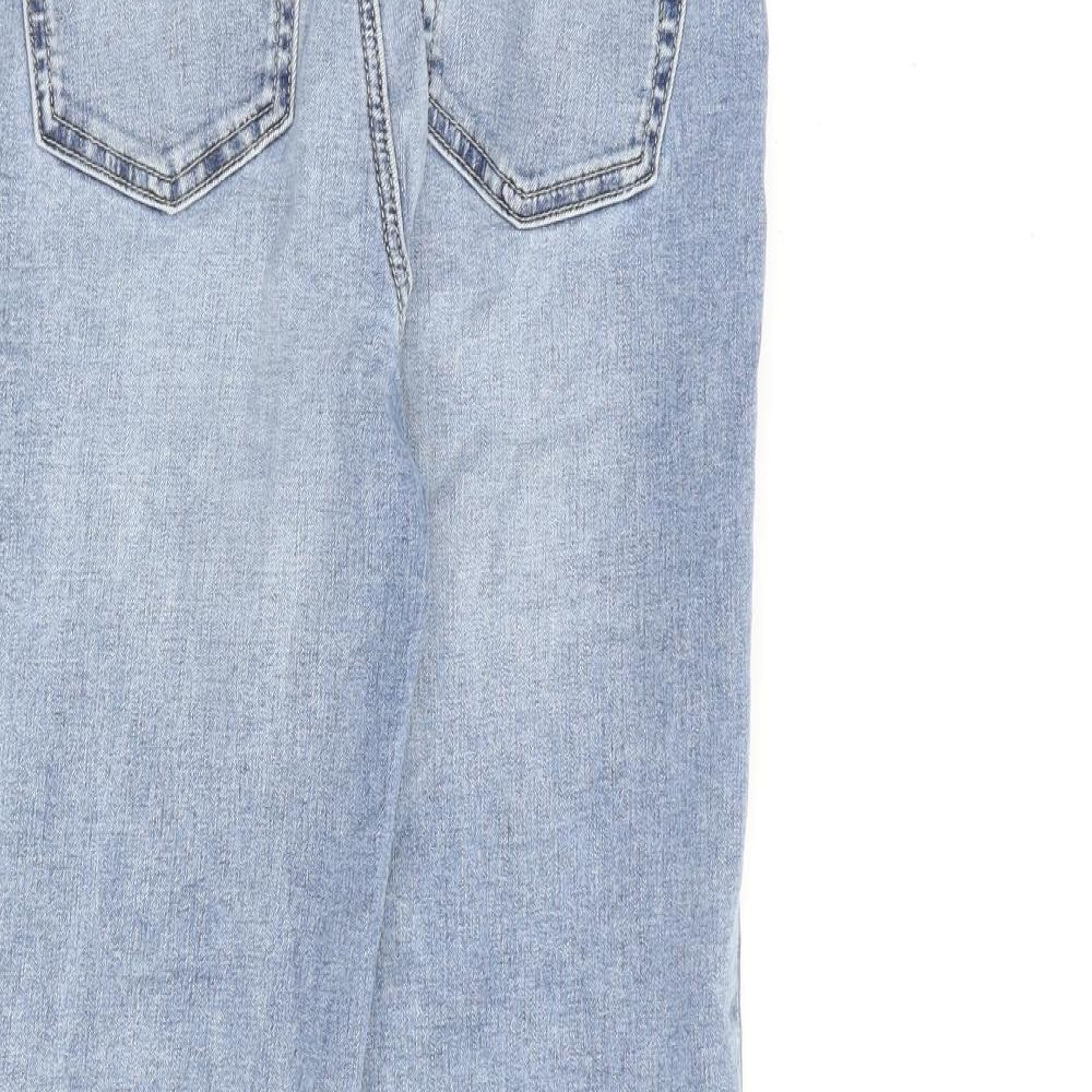Marks and Spencer Womens Blue Cotton Straight Jeans Size 6 L24 in Regular Zip