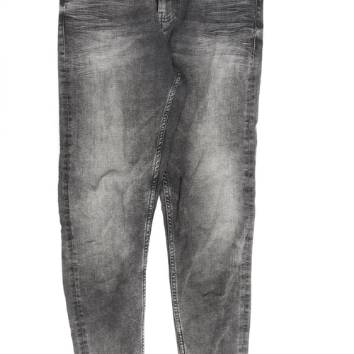 Marks and Spencer Womens Grey Cotton Skinny Jeans Size 10 L28 in Regular Zip