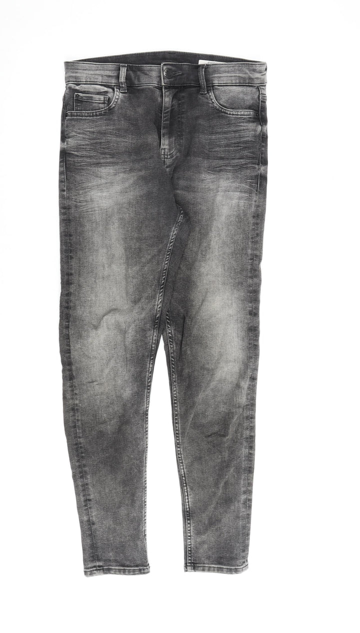 Marks and Spencer Womens Grey Cotton Skinny Jeans Size 10 L28 in Regular Zip
