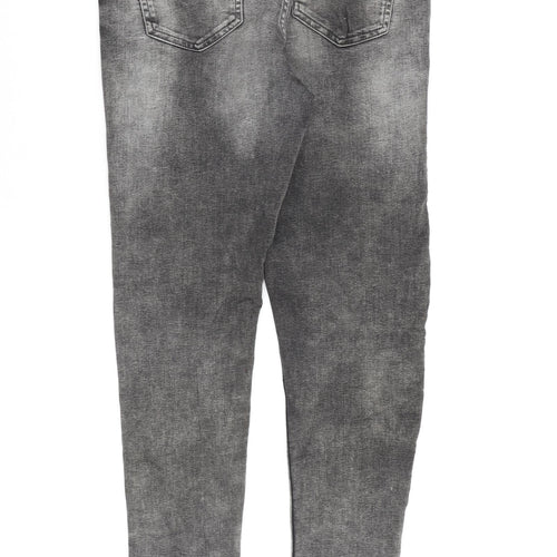 Marks and Spencer Womens Grey Cotton Skinny Jeans Size 10 L28 in Regular Zip