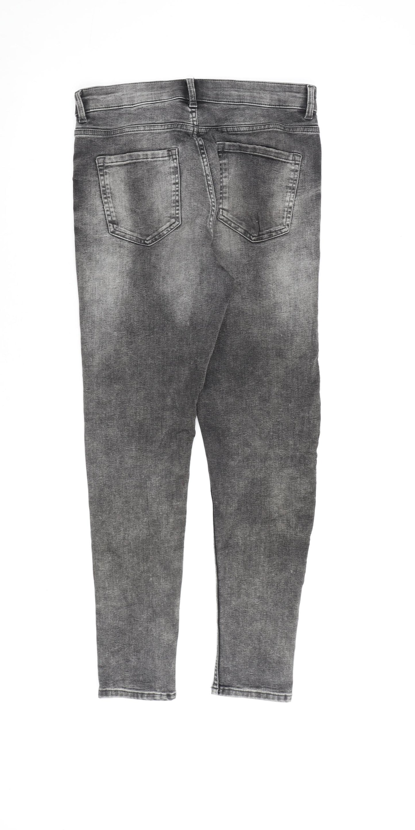 Marks and Spencer Womens Grey Cotton Skinny Jeans Size 10 L28 in Regular Zip