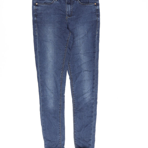 Topshop Womens Blue Cotton Skinny Jeans Size 28 in L30 in Extra-Slim Zip
