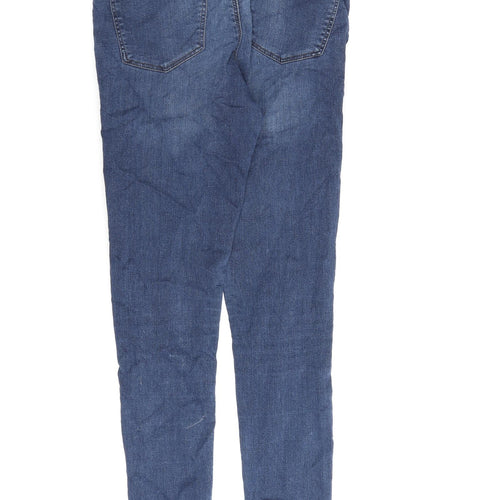 Topshop Womens Blue Cotton Skinny Jeans Size 28 in L30 in Extra-Slim Zip