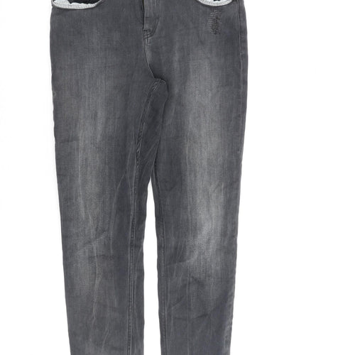 Scotch & Soda Womens Grey Cotton Straight Jeans Size 28 in L30 in Regular Zip