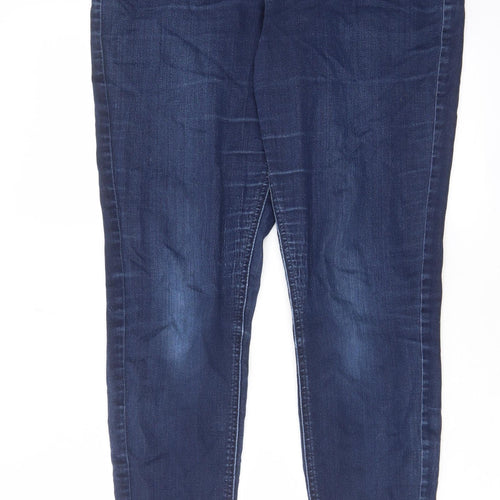 Marks and Spencer Womens Blue Cotton Skinny Jeans Size 14 L31 in Regular Zip