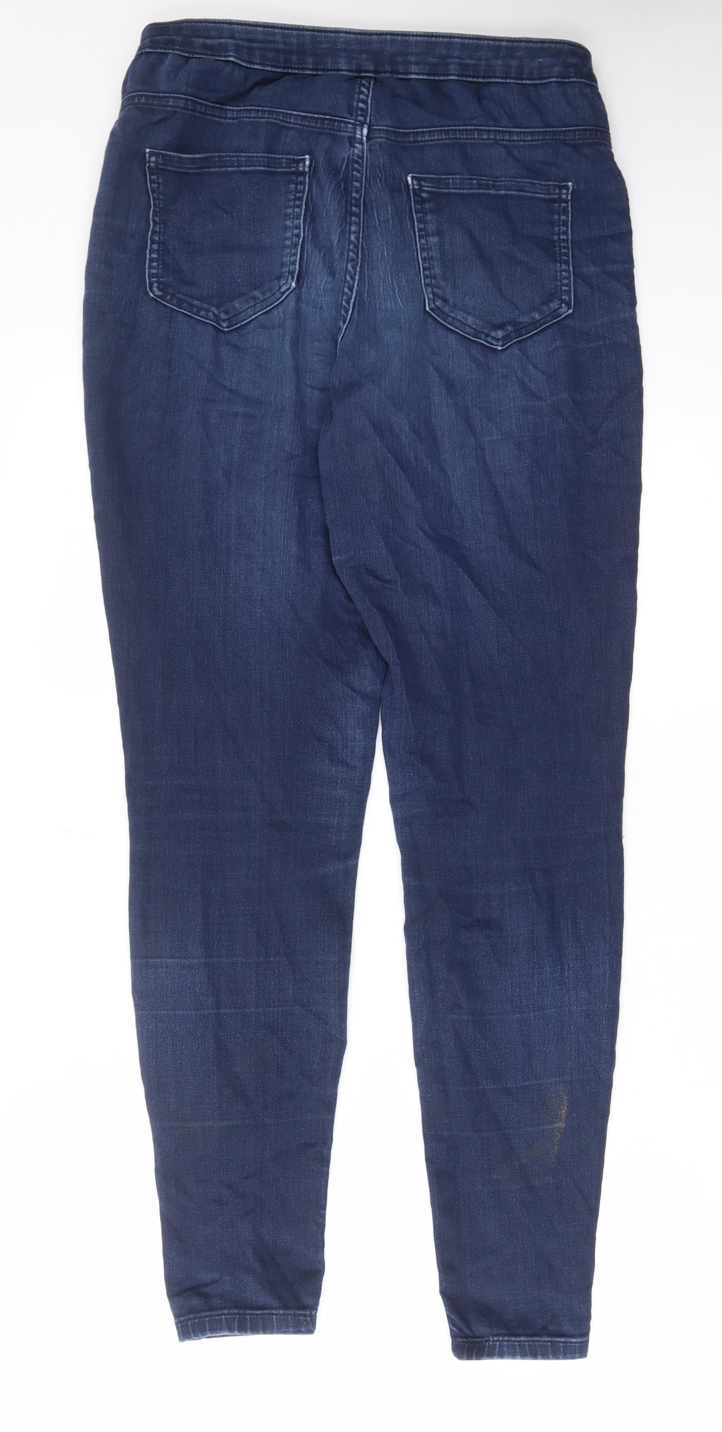 Marks and Spencer Womens Blue Cotton Skinny Jeans Size 14 L31 in Regular Zip