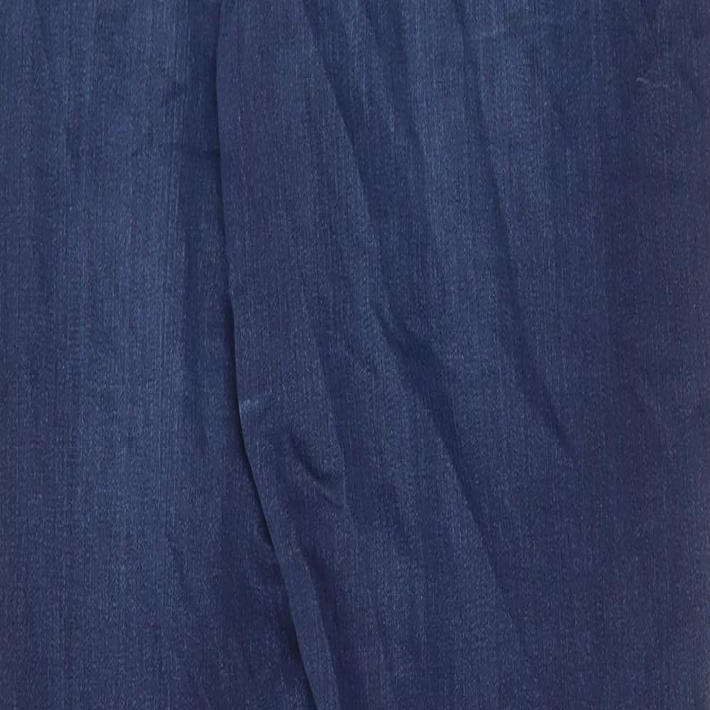 Marks and Spencer Womens Blue Cotton Skinny Jeans Size 14 L31 in Regular Zip