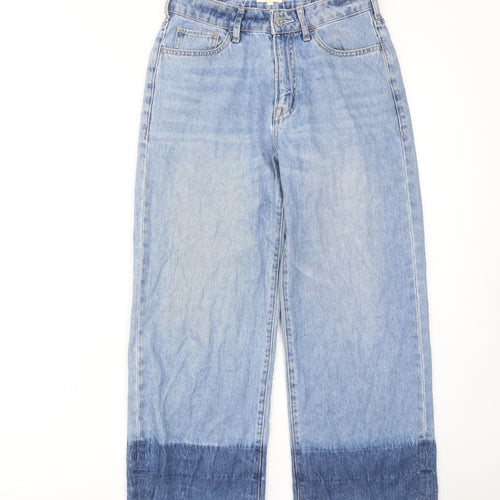 Earth Womens Blue Cotton Straight Jeans Size S L25 in Regular Zip - Pockets, Belt Loops