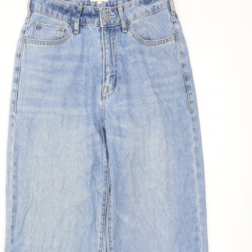 Earth Womens Blue Cotton Straight Jeans Size S L25 in Regular Zip - Pockets, Belt Loops