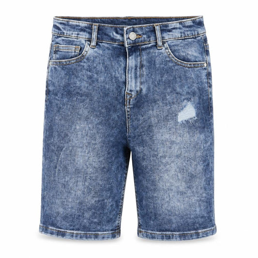 Outfit Boys Blue Cotton Bermuda Shorts Size 12 Years L9 in Regular Zip - Distressed, Pockets, Belt Loops